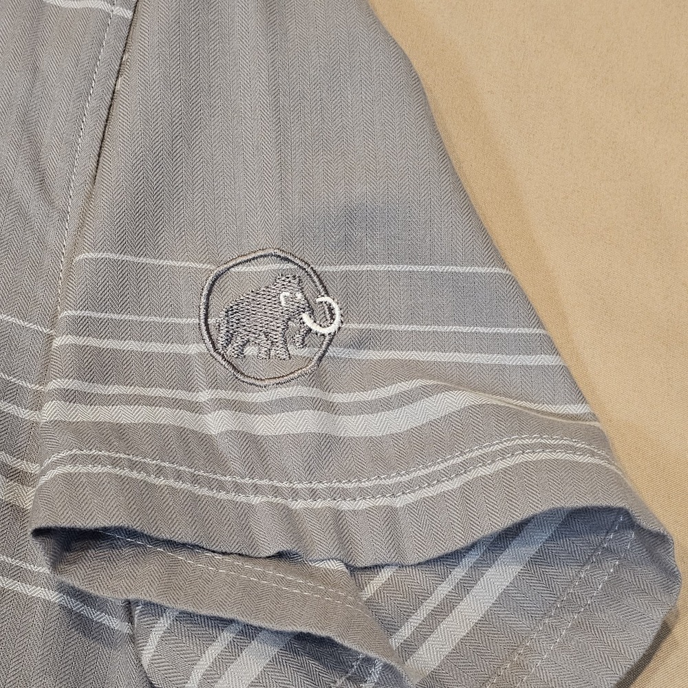 Mammut #1030 - 0230 Mens SS Button Front Gray Striped Lightweight Size L - Picture 5 of 16